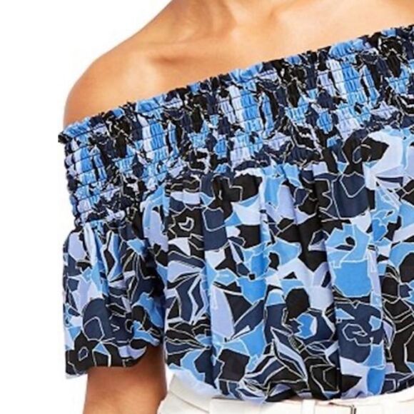 Free People Technicolor Blue Bubble Top Dark Combo Small - Picture 3 of 9